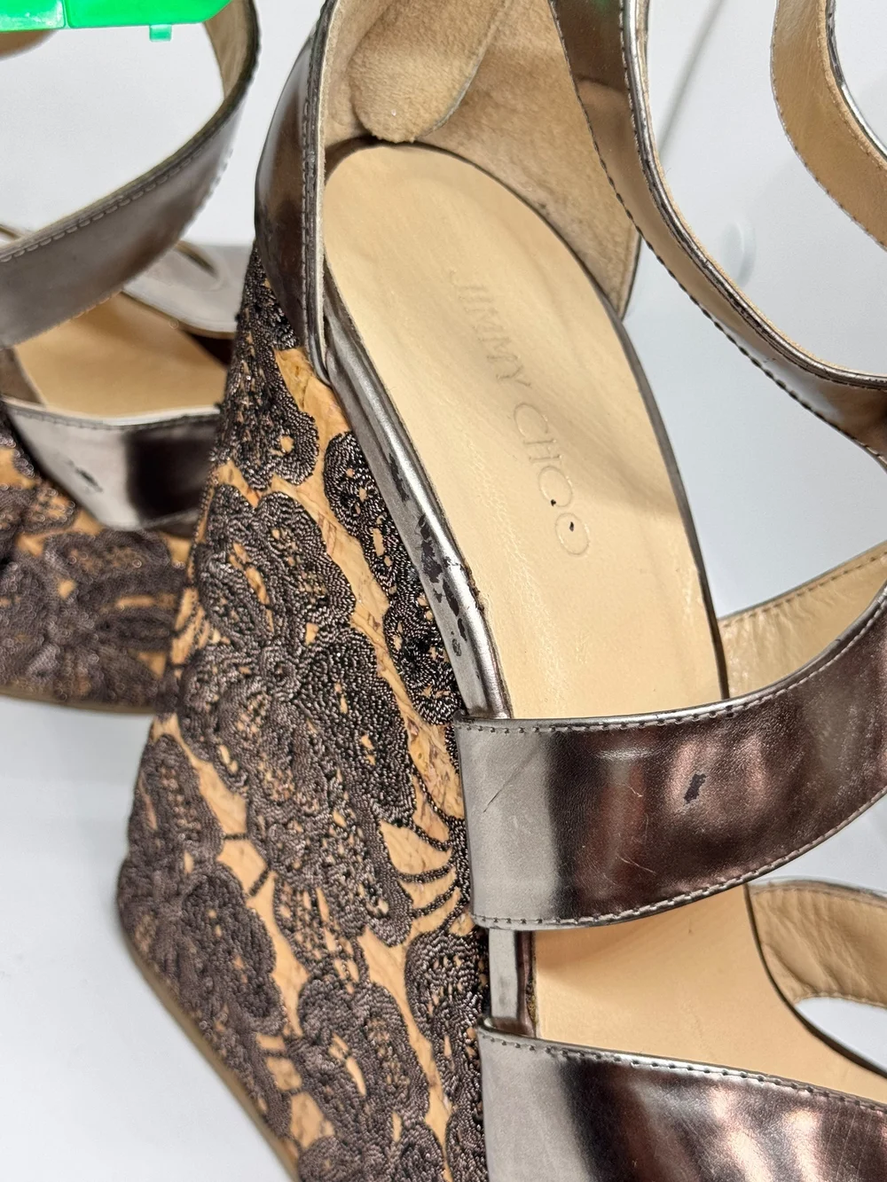 Jimmy Choo Parrow Lace Wedge Platform Sandals/ Size 8.5